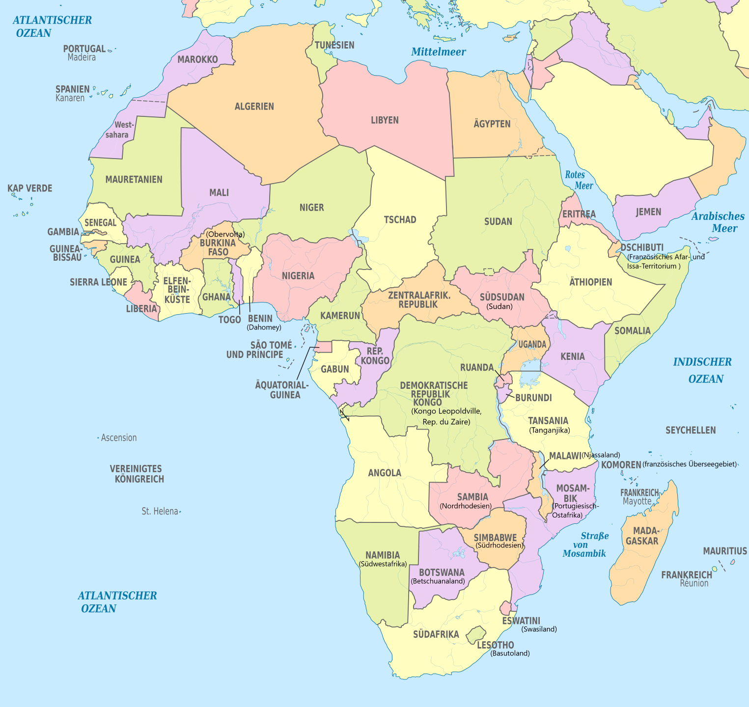 Länderbezeichnungen afrikanischer Länder - Änderungen seit 1960